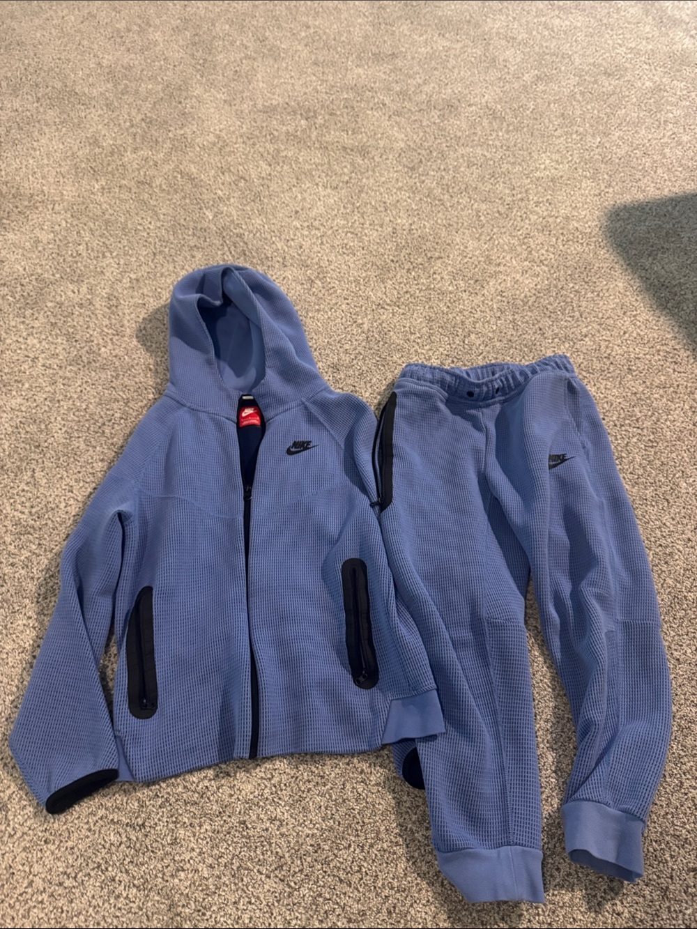 Nike Boys Blue Hooded Puffer Jacket and Joggers Set